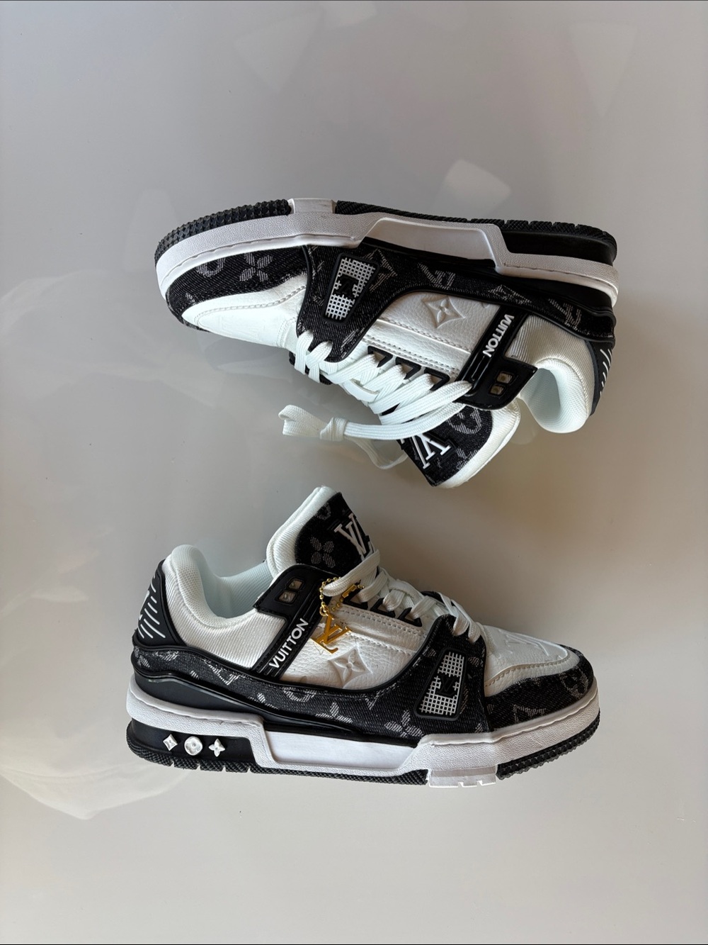 Louis Vuitton Black & White Monogram Women's Sneakers